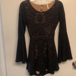 Sage Black Lace Backless Romper - Size Small